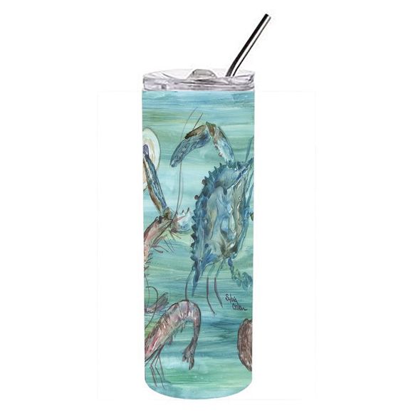 Crab, Shrimp and  Oysters Stainless Steel 20 oz Skinny Tumbler - Picture 1 of 4